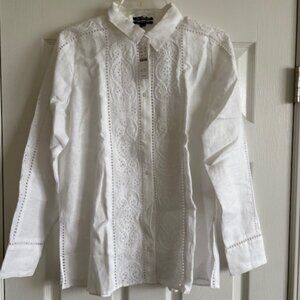 J CREW 100% Linen Garcon Button down shirt top blouse
